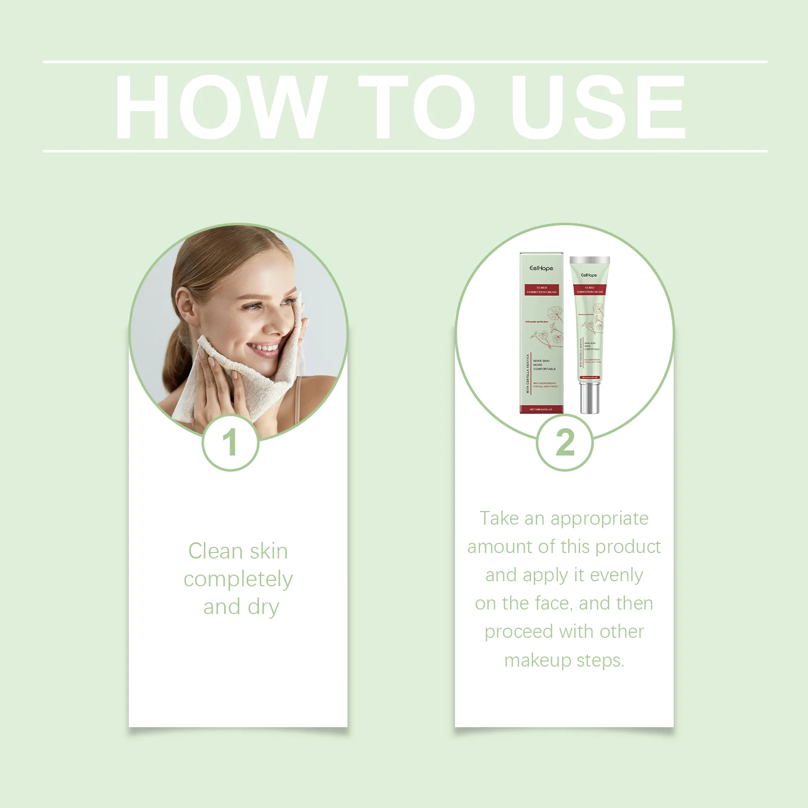 EELHOPE Centella CC Cream Gentle Moisturizing Soothing Redness Glowing Skin Tone Light Texture Smoothing Facial CC Cream - Image 4