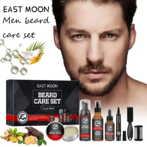 East Moon Men Beard Care Set for Cleaning Strengthen Nourishing Beard Promote Beard Growth Moisturizing Men Whisker Care Set