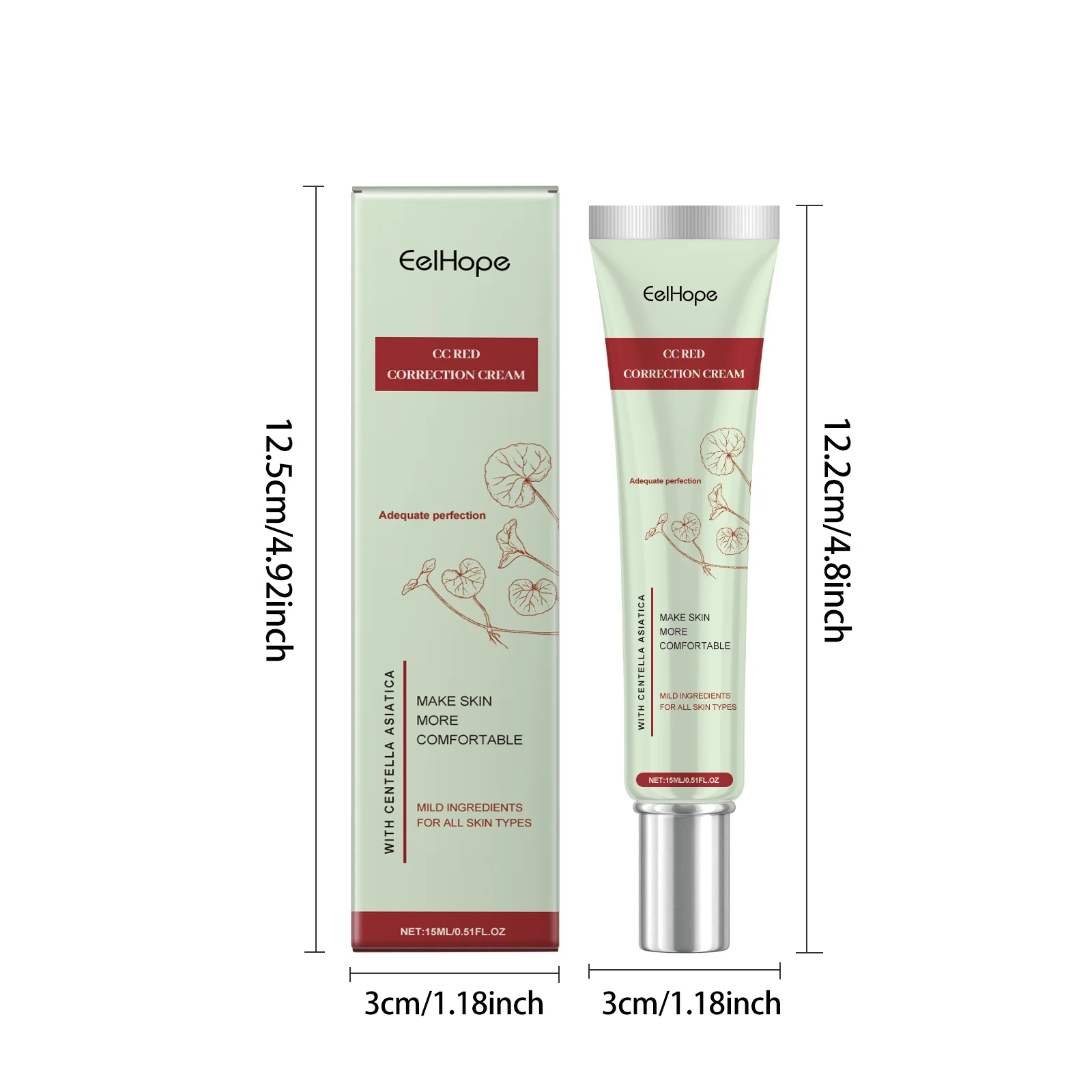 EELHOPE Centella CC Cream Gentle Moisturizing Soothing Redness Glowing Skin Tone Light Texture Smoothing Facial CC Cream - Image 6