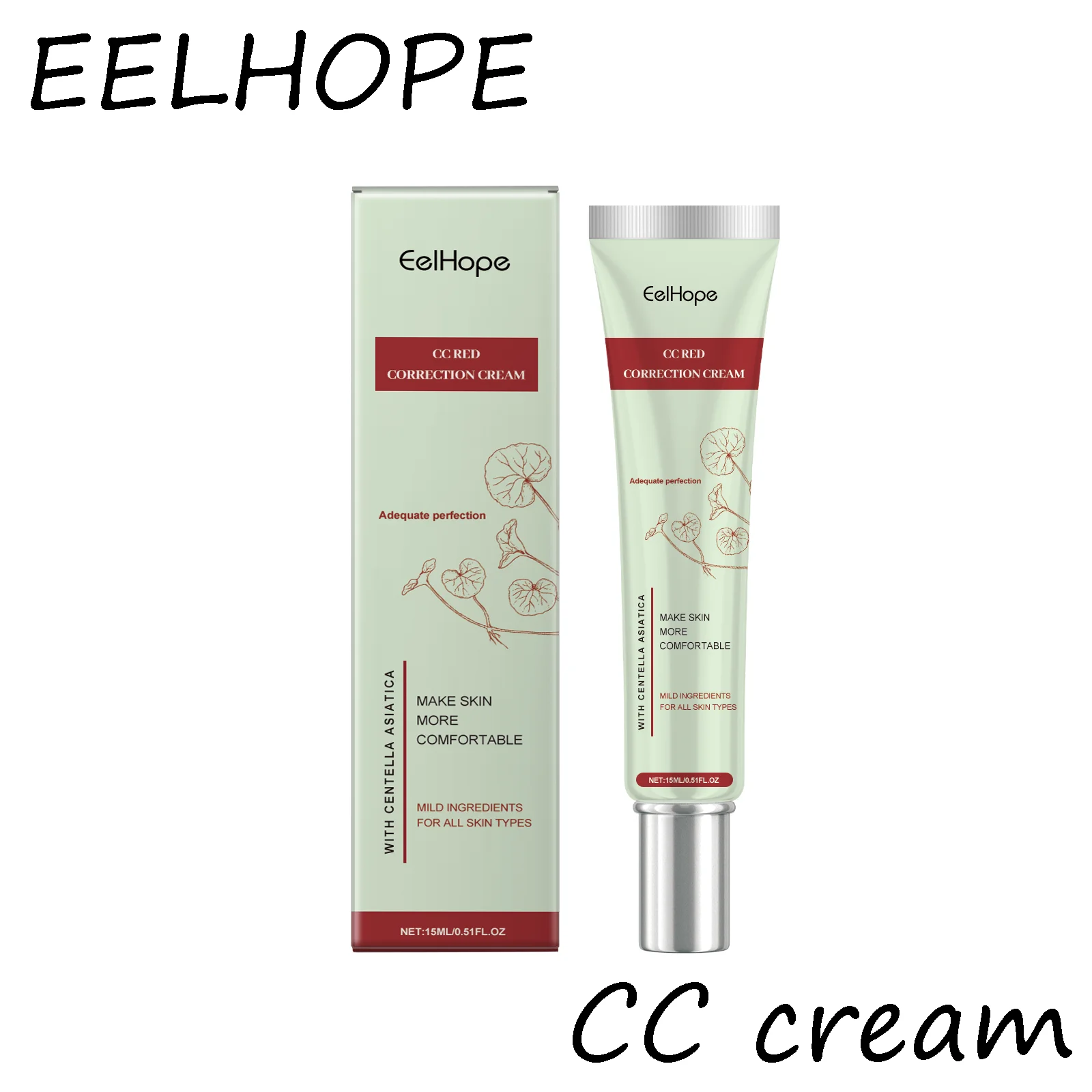 EELHOPE Centella CC Cream Gentle Moisturizing Soothing Redness Glowing Skin Tone Light Texture Smoothing Facial CC Cream