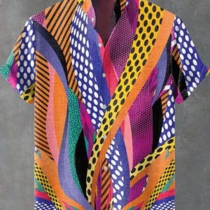 New Men's Linen Short Sleeve Shirt 3D Art Cat Printed Casual Short Sleeve Shirt Mesh Printed Shirt New Series