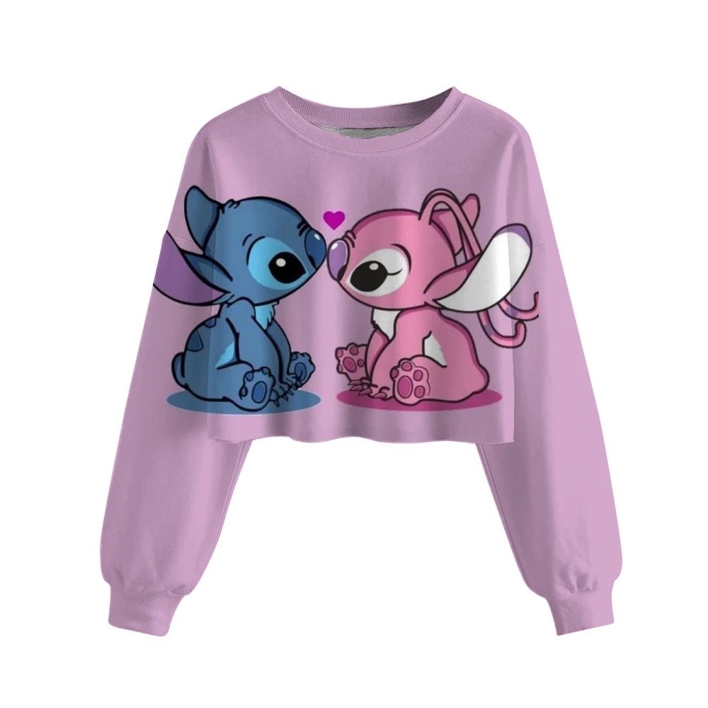 Disney Stitch print Children Crop Hoodie Girl Clothes Autumn Casual Long Sleeve Spring Short Sweatshirt Girls Pullover Cute Top - Image 8
