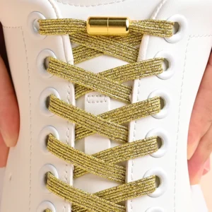 2 pairs/4 pairs No Tie Shoe Laces Colorful Buckle Golden Shoelaces Pearl Light Colorful Fashion Without Ties Elastic Laces ﻿