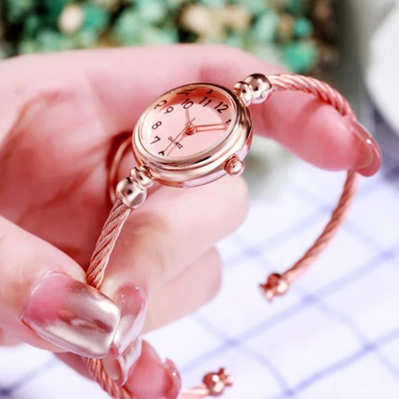 Small Gold Bangle Bracelet Luxury Watch Stainless Steel Retro Ladies Quartz Wristwatch Fashion Casual Thin Chain Watches - Image 3