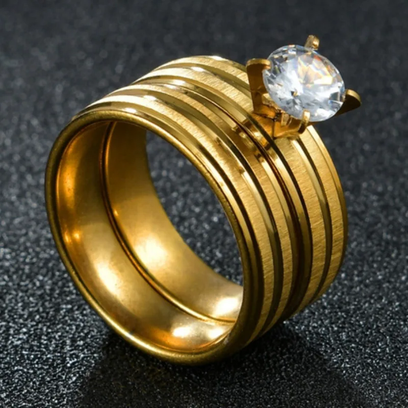 Gold Color Wedding Bands Ring for Women Men Jewelry Stainless Steel Engagement Ring Couple Anniversary Gift - Image 26