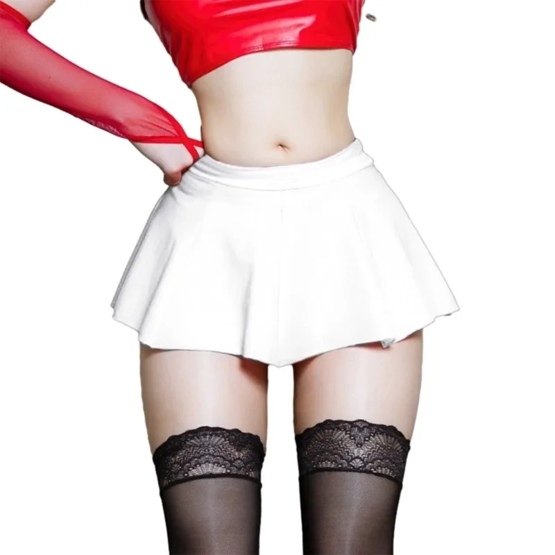 Women PU Leather Pleated Mini Skirt Lingerie Hot Outfit Clubwear 449B - Image 9