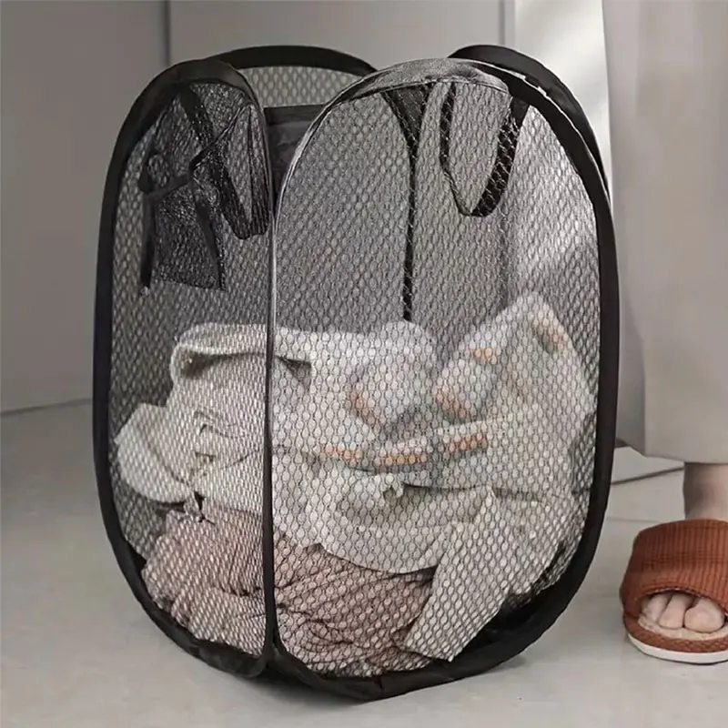 Mesh Pop-up Laundry Basket, Laundry Basket, Foldable Dirty Clothes Storage Basket, Large Capacity Storage Basket - Image 7