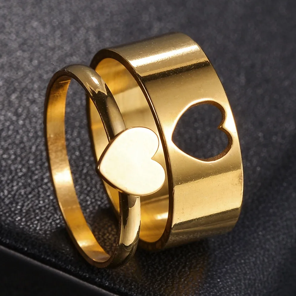 Gold Color Wedding Bands Ring for Women Men Jewelry Stainless Steel Engagement Ring Couple Anniversary Gift - Image 9