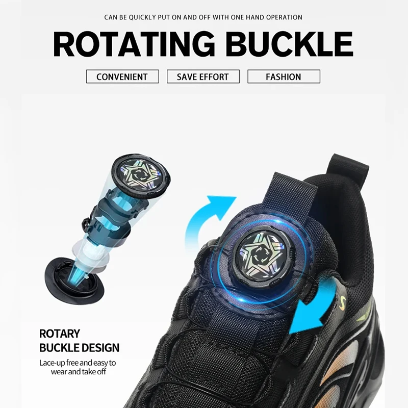 Rotary Button New Safety Shoes For Men Men's Work Shoes High Quality Steel Toe Sneakers Men's Shoes Work Safety Shoes - Image 3