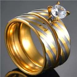 Gold Color Wedding Bands Ring for Women Men Jewelry Stainless Steel Engagement Ring Couple Anniversary Gift - Image 8