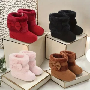 Cute cartoon comfortable boots, suitable for baby boys, softand warm with wool boots, suitable for indoor walks, autumnand winte
