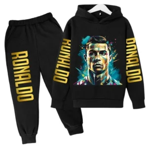 Autumn Fashion Brand Ronaldo Print Children Set Hoodie+Pants Suit 2pcs Set Kid Boy Girl Clothes Casual Football Player Tracksuit