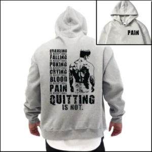 Autumn Winter Men's Motivational Cotton Hoodie - Fitness Hooded Pullover Sweatshirt for Gym Workouts & Casual Daily Wear