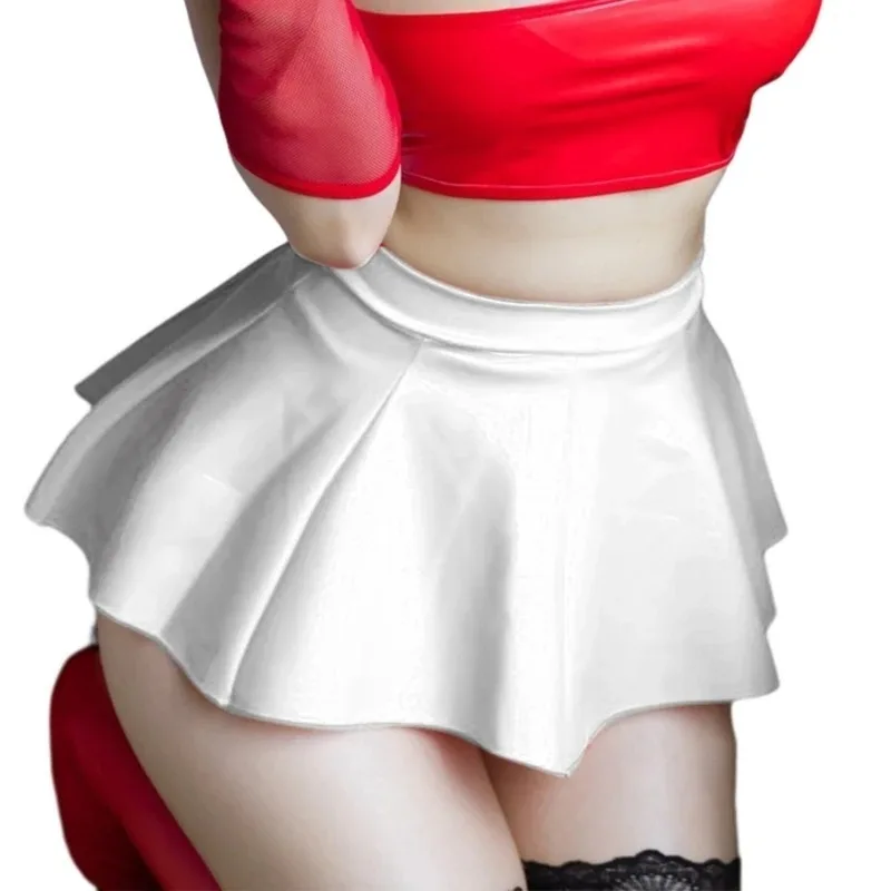 Women PU Leather Pleated Mini Skirt Lingerie Hot Outfit Clubwear 449B - Image 3