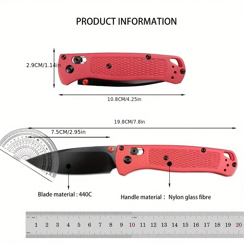 BM 535 Pocket Folding Knife 440C Blade Nylon Fiber Handle EDC Outdoor Camping Hunting Multitool Utility Hiking Survival Knives - Image 6