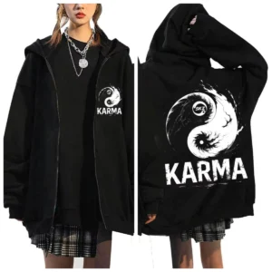 KPOP The 4th Album KARMA FELIX HAN BANGCHAN CHANGBIN HYUNJIN SEUNGMIN LEE KNOW Zip Up Women/Men Hoodie Sweatshirt Couple Clothes
