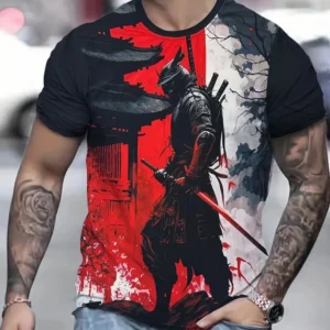 Japanese Samurai Anime 3D Print Sports Quick-dry Breathable Men T-shirt Outdoor Street Harajuku Fashion Y2K Short Sleeve Boy Top