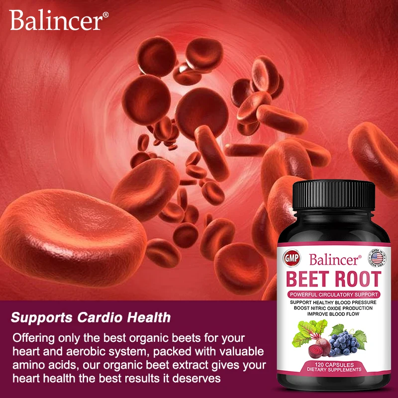 Beetroot Capsules Organic Beetroot Powder Extract + Black Pepper Nitric Oxide Production Blood Circulation Blood Pressure Health - Image 5