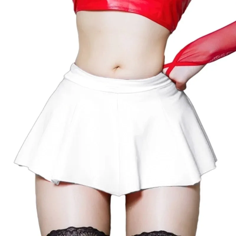 Women PU Leather Pleated Mini Skirt Lingerie Hot Outfit Clubwear 449B - Image 2
