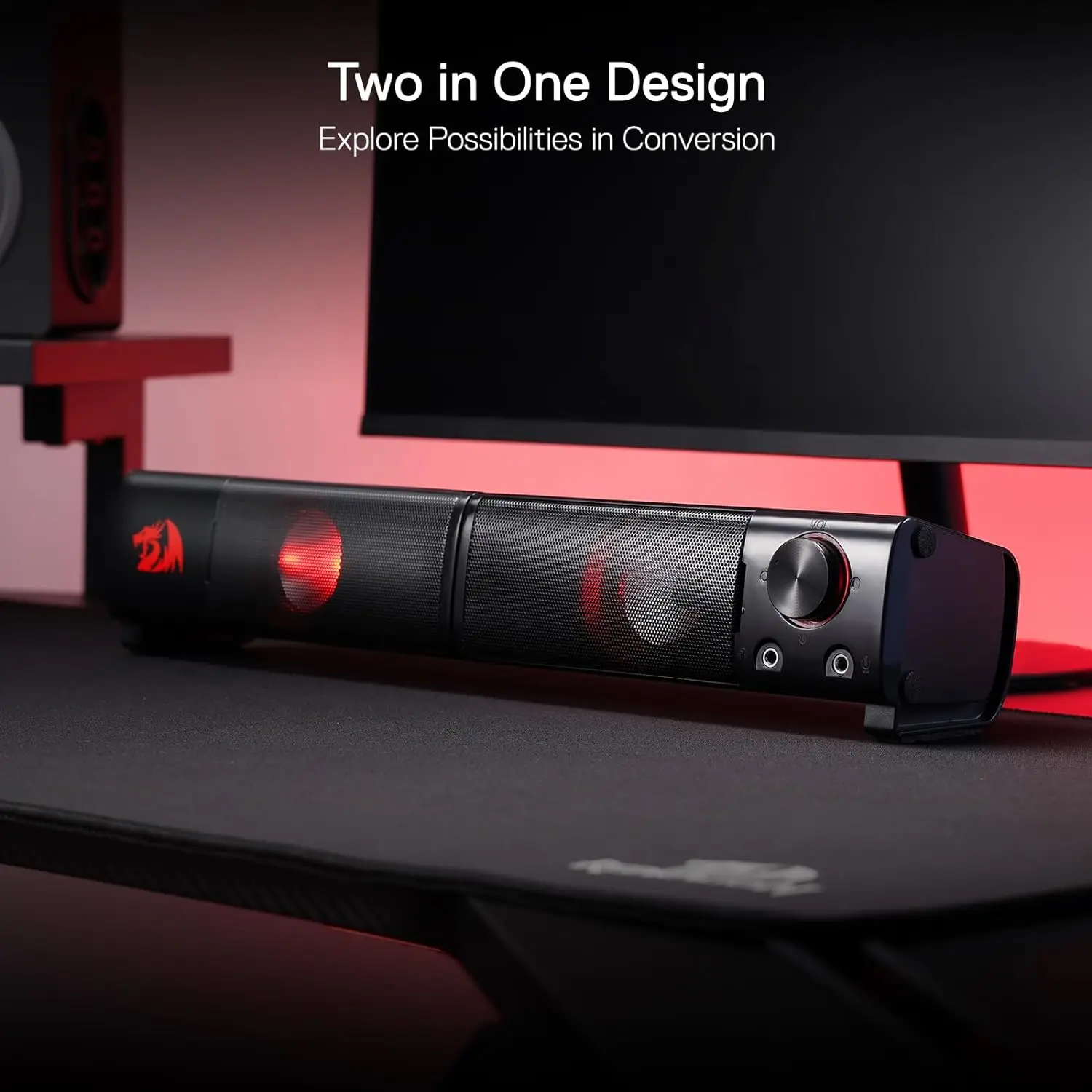 Redragon GS550 PC Gaming Speakers 2.0 Channel Desktop Computer Sound Bar Quality Bass & Decent Red Backlit - Image 6