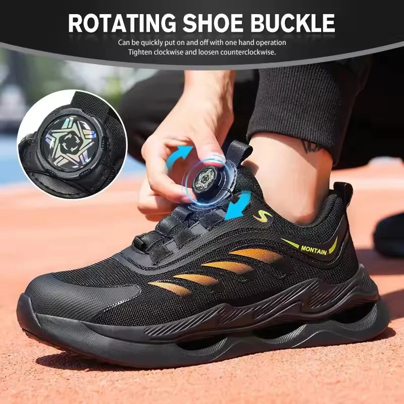 Rotary Button New Safety Shoes For Men Men's Work Shoes High Quality Steel Toe Sneakers Men's Shoes Work Safety Shoes - Image 2
