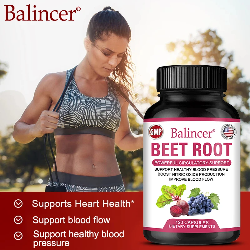 Beetroot Capsules Organic Beetroot Powder Extract + Black Pepper Nitric Oxide Production Blood Circulation Blood Pressure Health - Image 4
