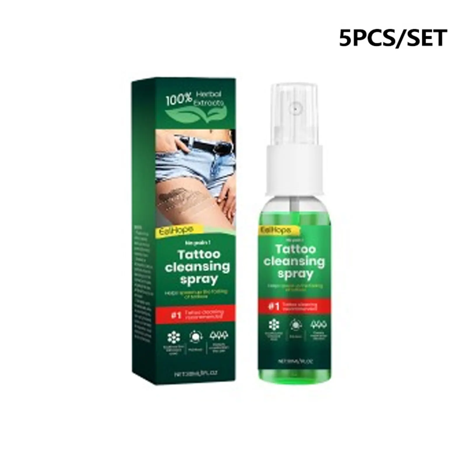 EELHOE 5bottle Tattoo Care Repair Kit 30ml Gentle Removal Care Improves Skin Health Multiple Effective Safe Removal Spray Makeup - Image 7