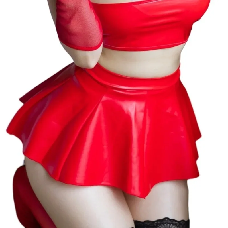 Women PU Leather Pleated Mini Skirt Lingerie Hot Outfit Clubwear 449B - Image 5