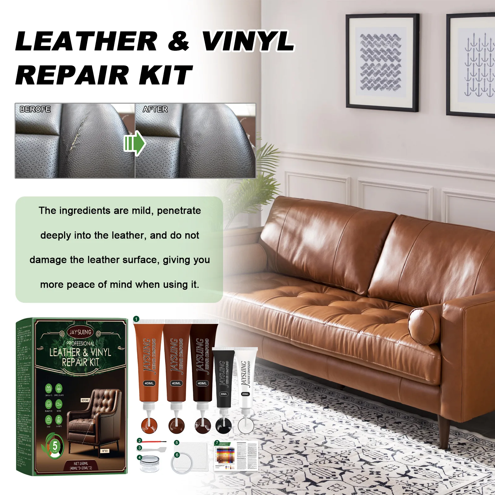 Home Leather Repair Kit Liquid Cream No Heat Repair Tool Sofa Seat Hole Scratch Crack Tear Repair Kit Shoes - Image 3
