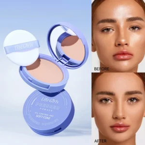 Life Girls Setting Powder Compact, waterproof and sweat-proof, improves skin tone, brightens naturally, and sets naturally