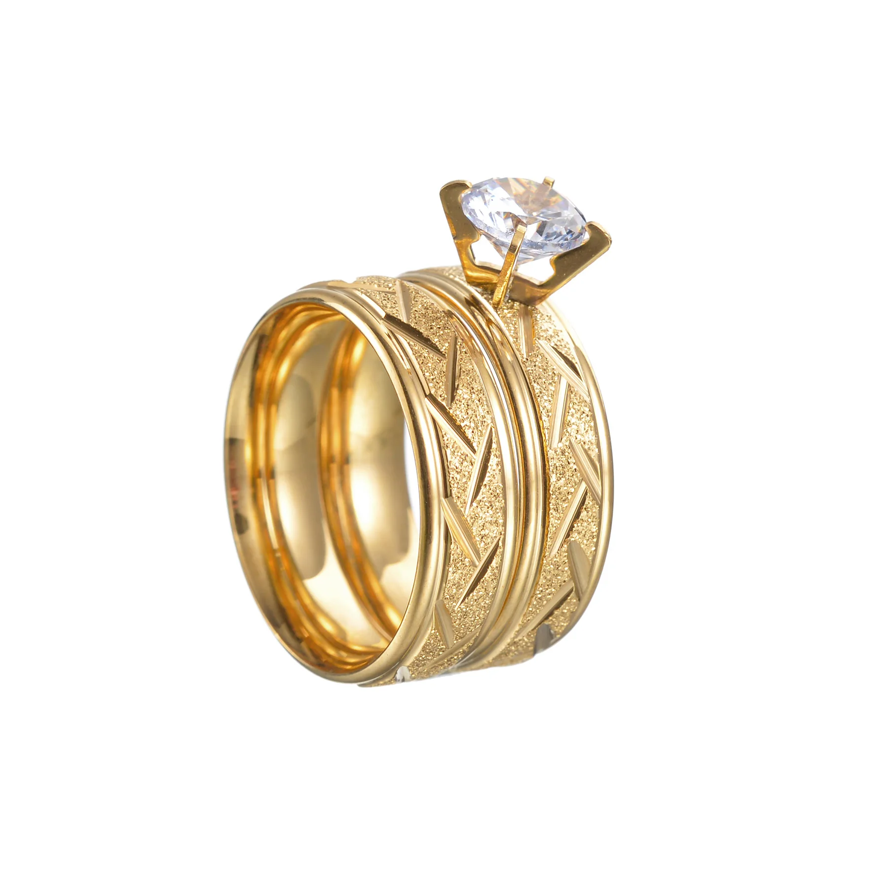 Gold Color Wedding Bands Ring for Women Men Jewelry Stainless Steel Engagement Ring Couple Anniversary Gift - Image 6