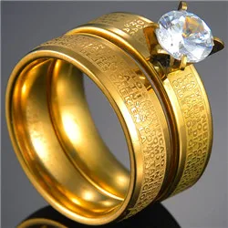 Gold Color Wedding Bands Ring for Women Men Jewelry Stainless Steel Engagement Ring Couple Anniversary Gift - Image 29