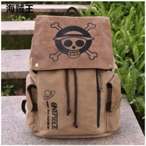 One Piece Backpack Anime Kawaii Boys Canvas Schoolbag Surrounding Drawstring School Bag Large Capacity Portable Student Gift