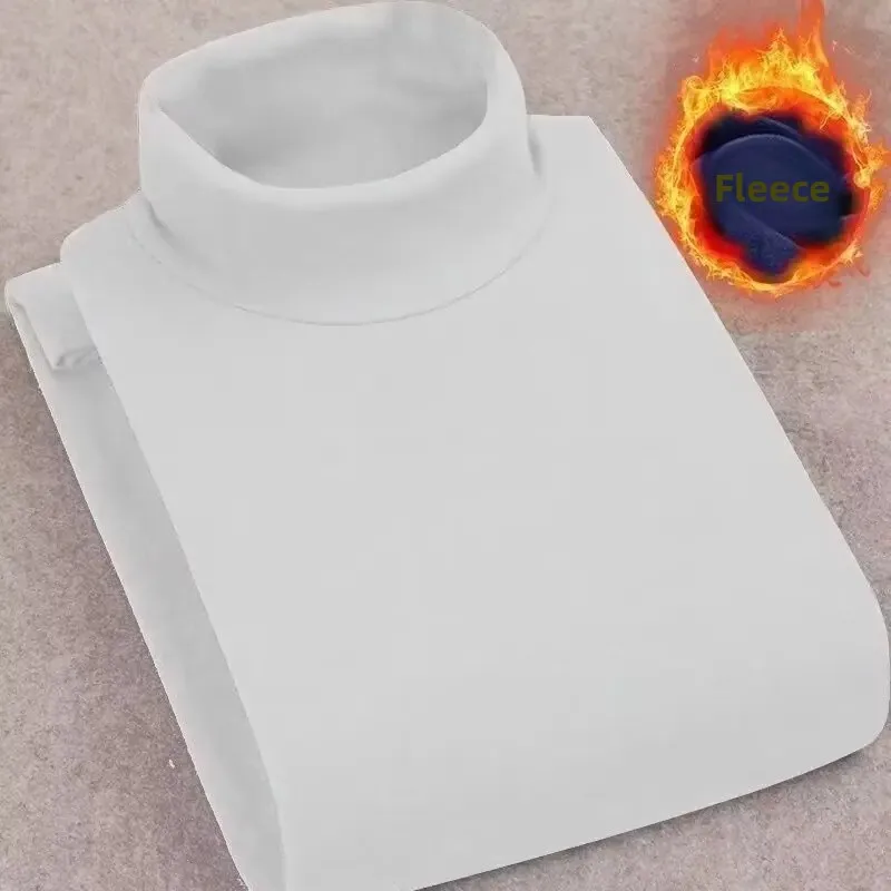 Men's Double-sided Fleece Long Sleeve T-Shirt High Collar Warm Inner Wear Base Shirt Large Size Winter Casual Top - Image 10