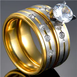 Gold Color Wedding Bands Ring for Women Men Jewelry Stainless Steel Engagement Ring Couple Anniversary Gift - Image 15