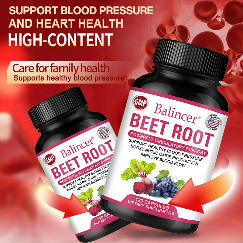 Beetroot Capsules Organic Beetroot Powder Extract + Black Pepper Nitric Oxide Production Blood Circulation Blood Pressure Health - Image 2