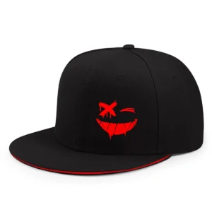Red XX Smiling Face Print Baseball Caps Men And Women Hip-hop Outdoor Adjustable Casual Sunscreen Sun Hat Streetwear