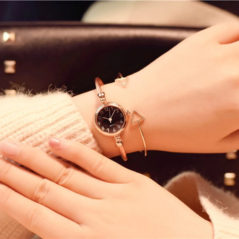 Small Gold Bangle Bracelet Luxury Watch Stainless Steel Retro Ladies Quartz Wristwatch Fashion Casual Thin Chain Watches - Image 5