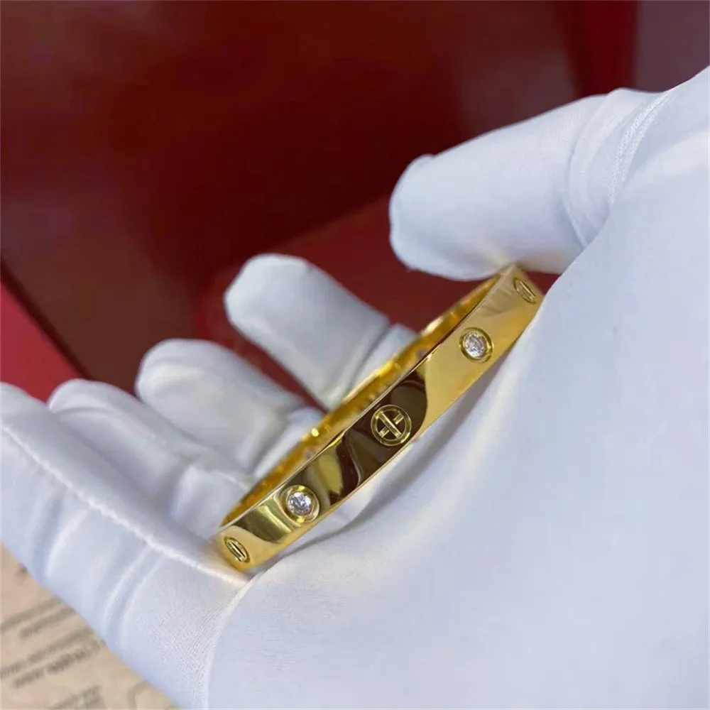 2023 New Design Gold Color Zircon And Cross Nut Nail Bracelet Gold & Bangle For Woman Stainless Steel Screw Brand Jewelry - Image 3