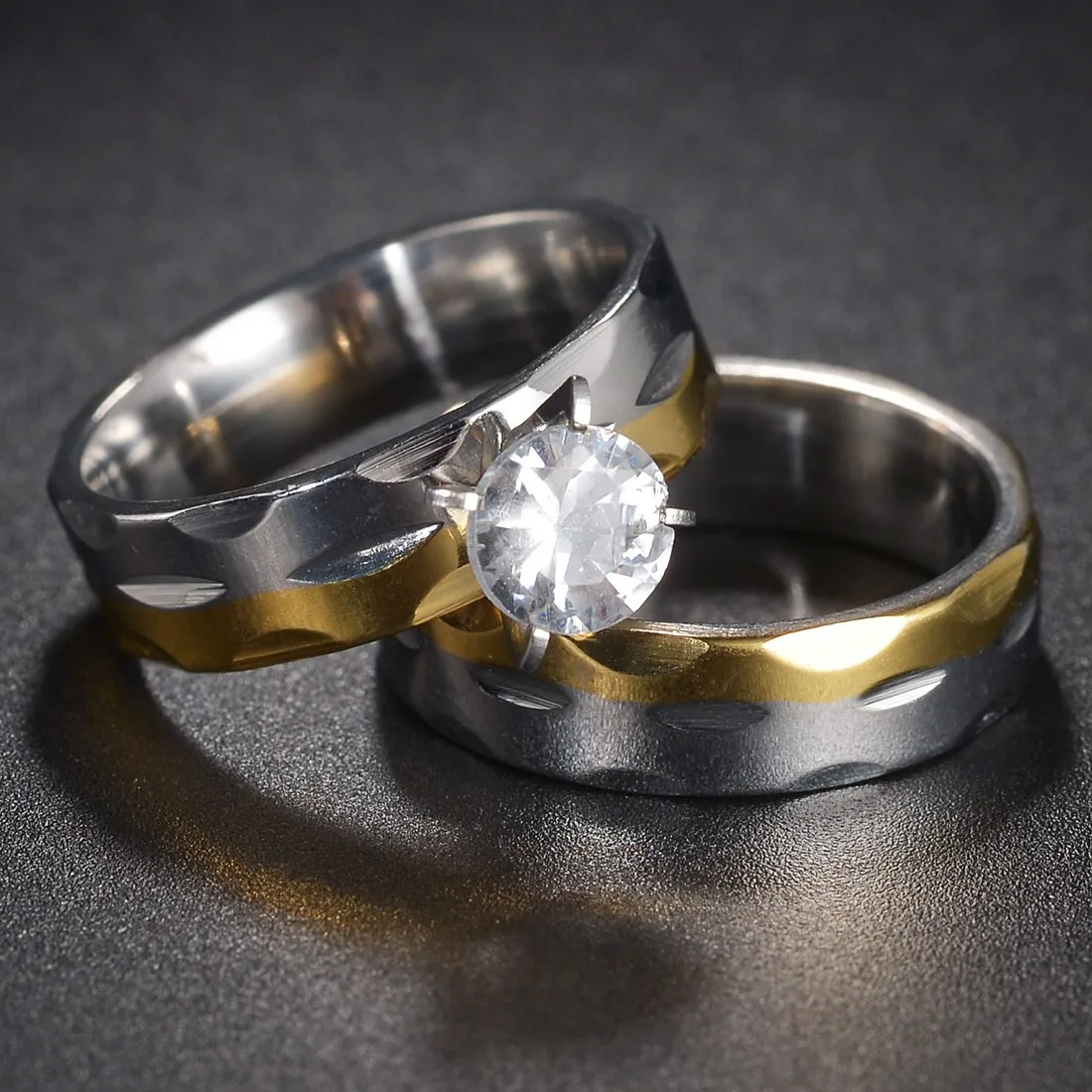 Gold Color Wedding Bands Ring for Women Men Jewelry Stainless Steel Engagement Ring Couple Anniversary Gift - Image 23