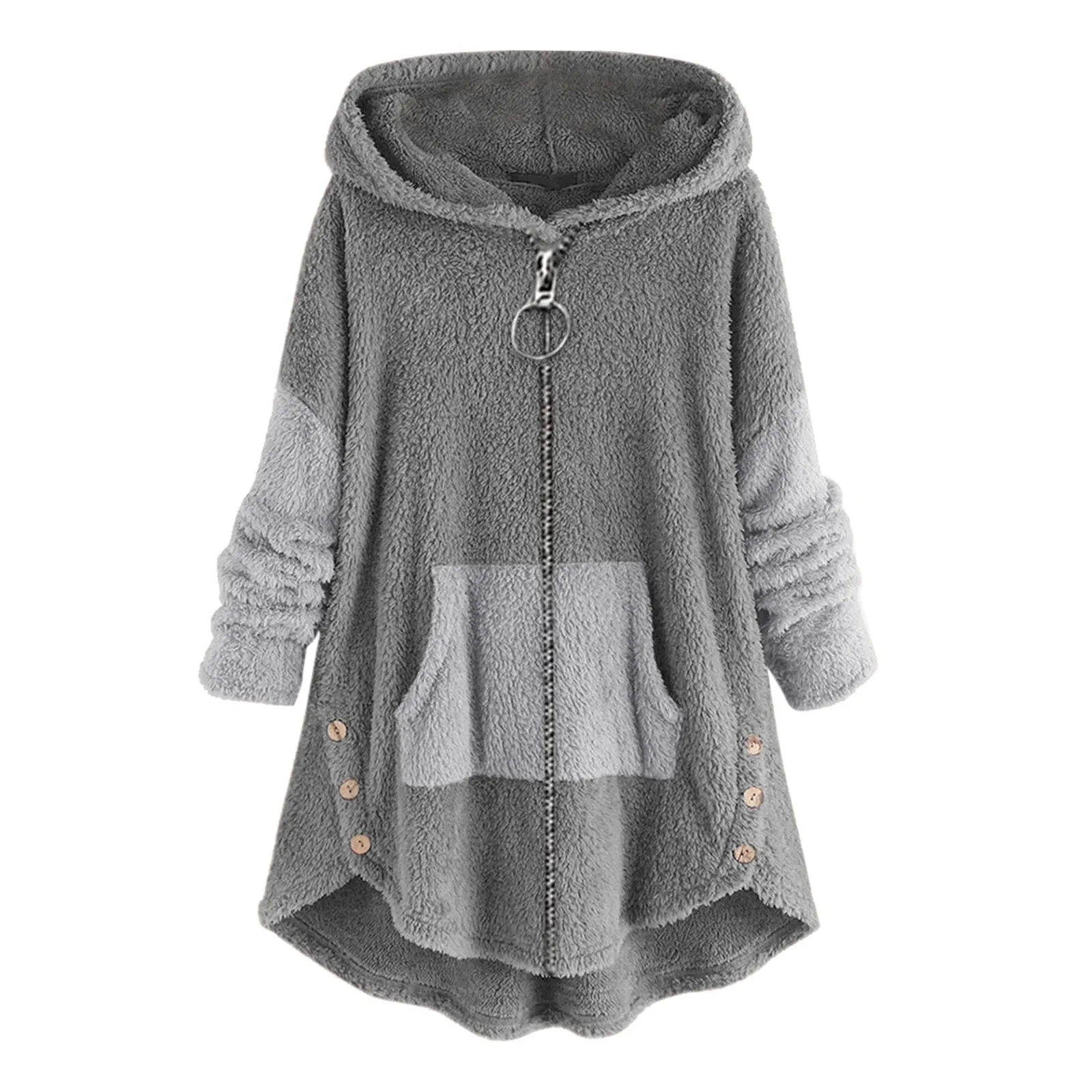 Plus Size 5XL Winter Plush Fleece Hoodies Jackets for Women Warm Zip Up Long Hoodies Sweatshirt Women Tops Loose Hooded Coats - Image 9