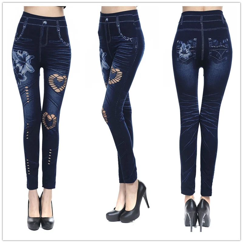 Hot Sexy Women Jean Skinny Jeggings Pants high waist leggings female print ankle-length Slim Legging Fitness Plus Size - Image 2