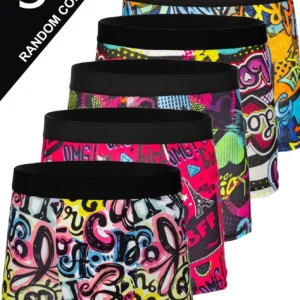 5pcs Random fashionable men underwears, comfortable, soft, fashionable, printed, casual and versatile men's boxer shorts