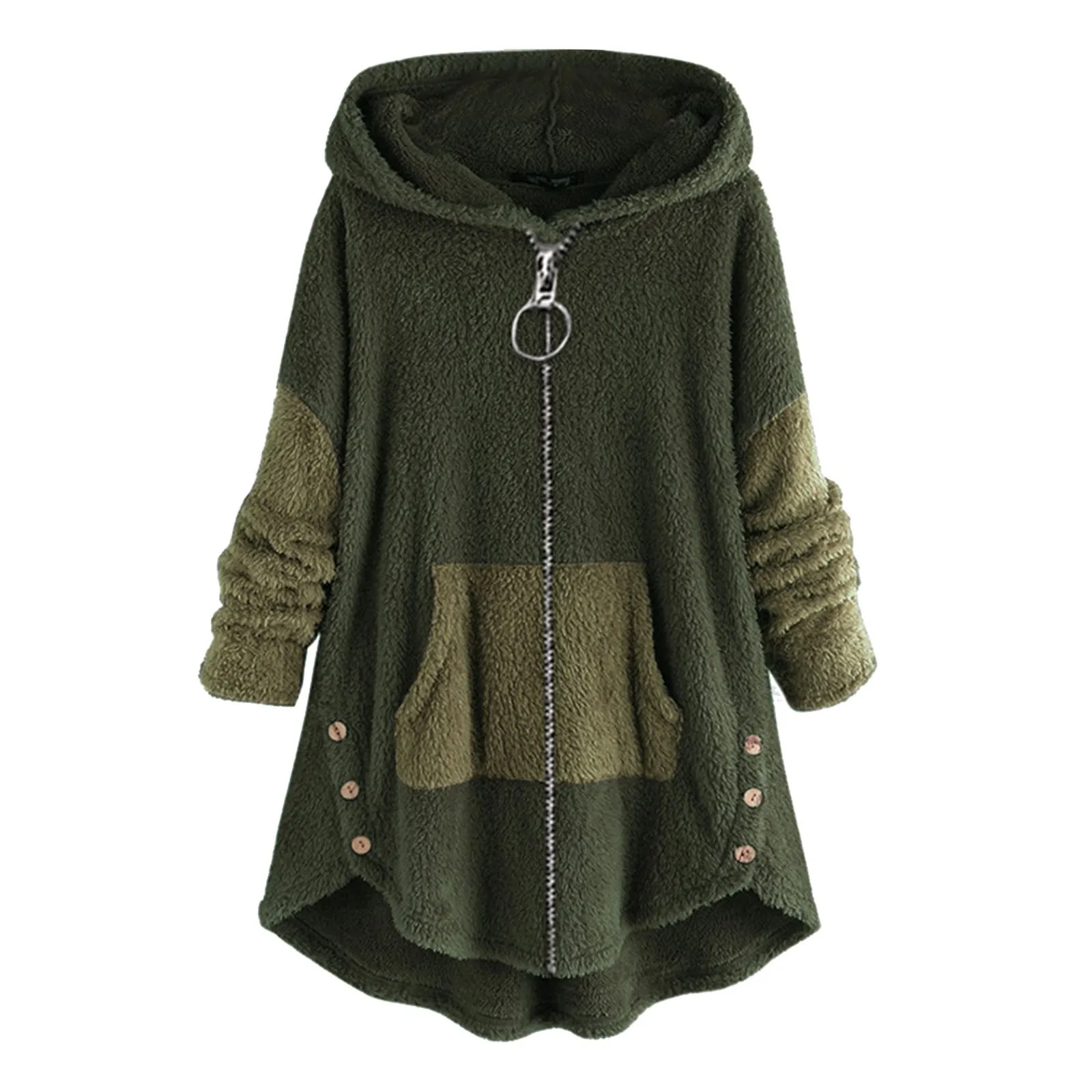 Plus Size 5XL Winter Plush Fleece Hoodies Jackets for Women Warm Zip Up Long Hoodies Sweatshirt Women Tops Loose Hooded Coats - Image 3