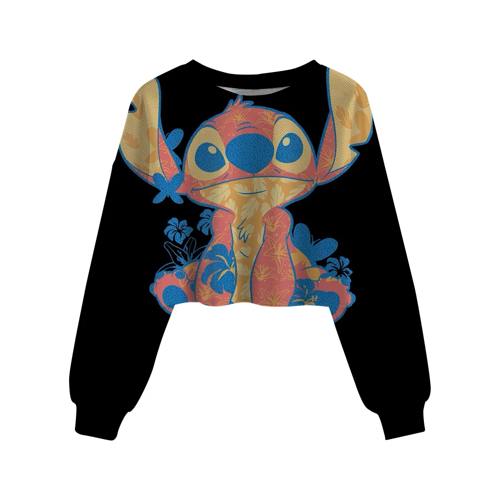 Disney Stitch print Children Crop Hoodie Girl Clothes Autumn Casual Long Sleeve Spring Short Sweatshirt Girls Pullover Cute Top - Image 12