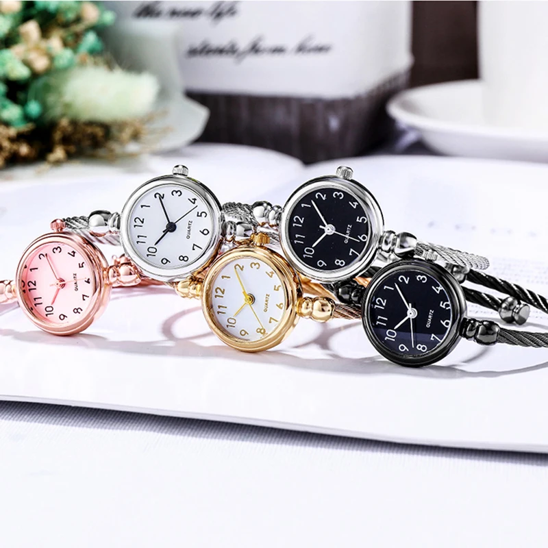 Small Gold Bangle Bracelet Luxury Watch Stainless Steel Retro Ladies Quartz Wristwatch Fashion Casual Thin Chain Watches - Image 4