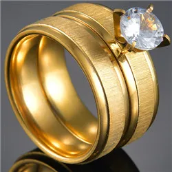 Gold Color Wedding Bands Ring for Women Men Jewelry Stainless Steel Engagement Ring Couple Anniversary Gift - Image 16