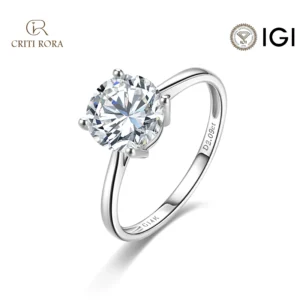 1-3ct IGI Certified Lab Grown Diamond Classic 4-Prong Engagement Wedding Ring for women-14K Gold,Round Cut (D-E,VS1)-Criti Rora