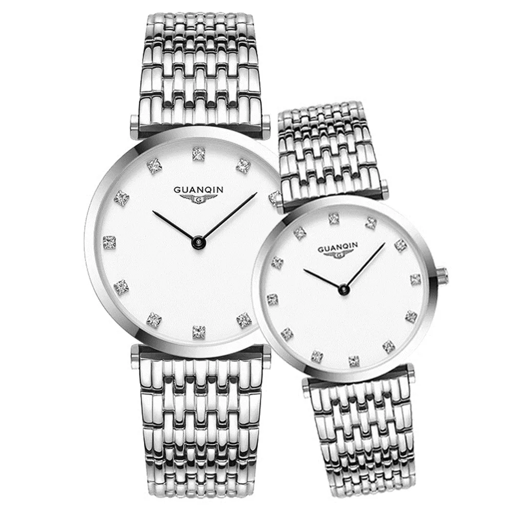 Couple Wrist Watches GUANQIN Fashion Stainless Steel Quartz Wristwatch for Men and Women Luxury Matching Timepieces for Lovers - Image 2