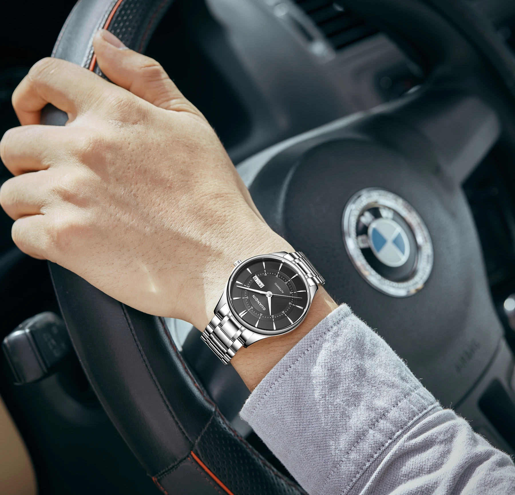 GUANQIN Men Sapphire Automatic Self-Wind Mechanical Watch Japan 8205 Movement Top Brand Luxury Waterproof Masculino Relogio